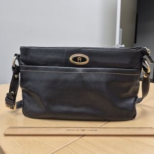 Etienne Aigner Black Leather Shoulder Bag
